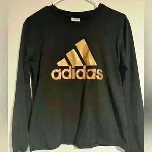 Black and gold women’s size large Adidas longsleeve Tshirt EUC